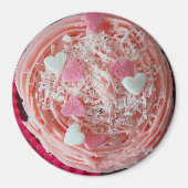 Strawberry Cherry Pink Valentines Cupcake Magnet (Vorne)