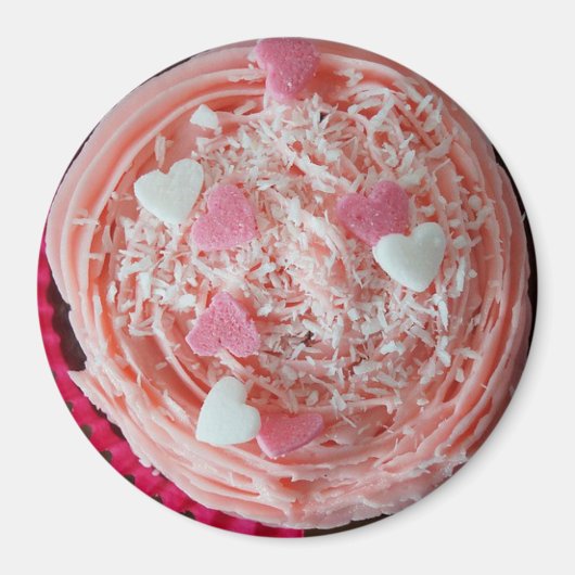 Strawberry Cherry Pink Valentines Cupcake Magnet (Vorne)