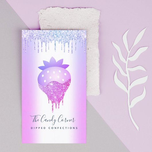 Strawberry Chocolate Confection Lila Tropfen Visitenkarte