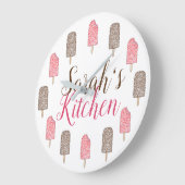 Strawberry Chocolate Ice Creme Popsicles Küche Große Wanduhr (Winkel)