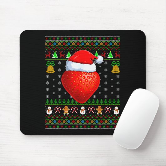 Strawberry Christmas Lights Funny Santa Ugly Sweat Mousepad (Mit Mouse)