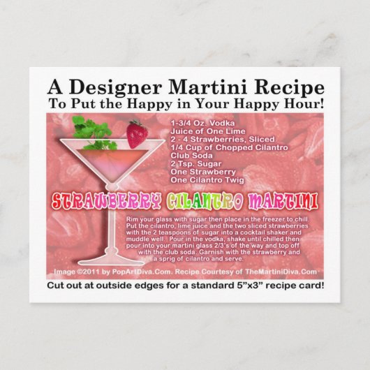 Strawberry Cilantro Martini Rezept Postkarte (Vorderseite)