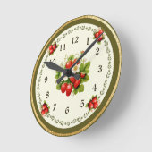 Strawberry Clock Loden Green Bavarian Look Runde Wanduhr (Winkel)