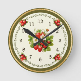 Strawberry Clock Loden Green Bavarian Look Runde Wanduhr