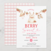 Strawberry Clothesline Sweet Baby Shower Einladung (Vorne/Hinten)