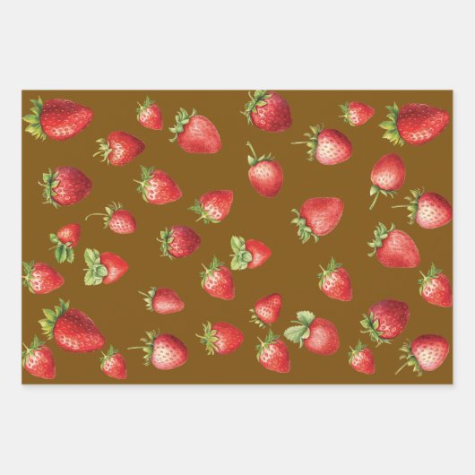 Strawberry Cococoa Streifen Geschenkpapier Set (Vorderseite 2)