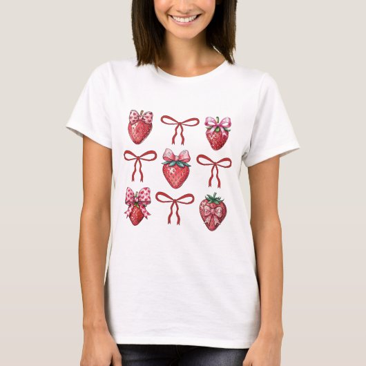 Strawberry Coquette Ästhetischer T - Shirt (Vorderseite)