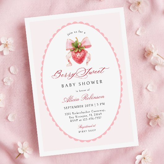 Strawberry Coquette Baby Shower Invitation Einladung