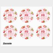 Strawberry Coquette Bow Baby Shower Favor Gift Runder Aufkleber (Blatt)