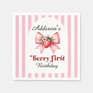 Strawberry Coquette Erste Geburtstagsparty Serviette