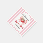 Strawberry Coquette Erste Geburtstagsparty Serviette (Ecke)