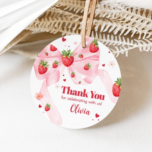 Strawberry Coquette Geburtstagsparty Geschenkanhänger