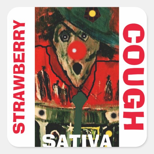 STRAWBERRY COUGH SATIVA QUADRATISCHER AUFKLEBER (Vorderseite)