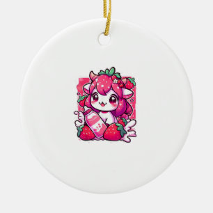 Strawberry Cow Kawaii Anime Strawberry Milk _2_1 Keramik Ornament
