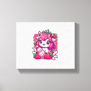 Strawberry Cow Kawaii Anime Strawberry Milk _2_1 Leinwanddruck