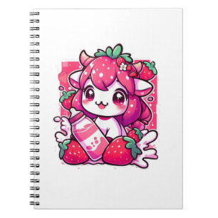 Strawberry Cow Kawaii Anime Strawberry Milk _2_1 Notizblock