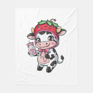 Strawberry Cow Kawaii Anime Strawberry Milk _2 Fleecedecke
