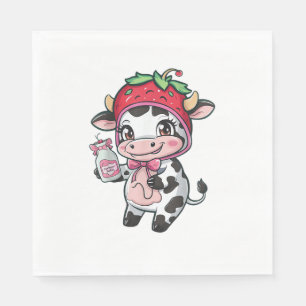 Strawberry Cow Kawaii Anime Strawberry Milk _2 Serviette