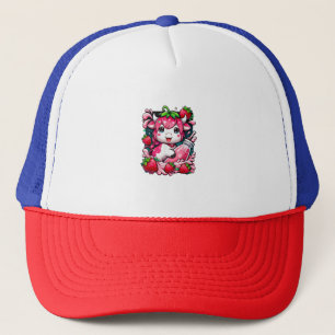 Strawberry Cow Kawaii Anime Strawberry Milk Truckerkappe