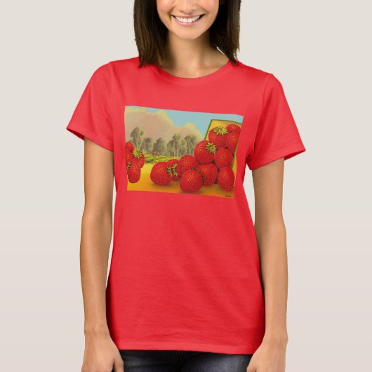 Strawberry Crate Art Retro T - Shirt (Vorderseite)