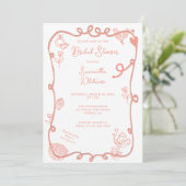 Strawberry Cream Doodle Brautparty Einladung (Stehend Vorderseite)