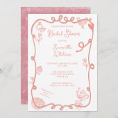 Strawberry Cream Doodle Brautparty Einladung (Vorne/Hinten)
