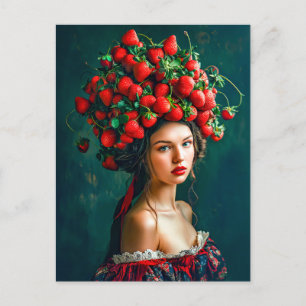 Strawberry Crown Baroque Lady Feiertagspostkarte