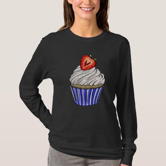 Strawberry Cup Cakes Plain Women Baking Muffins L T-Shirt (Vorderseite)