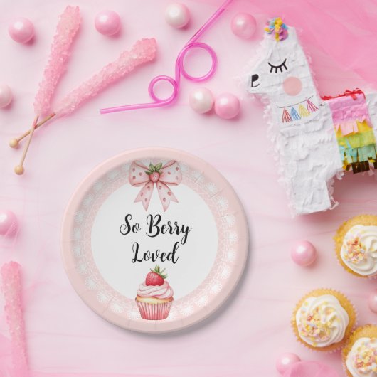 Strawberry Cupcake Baby Duwer Teller (Party)