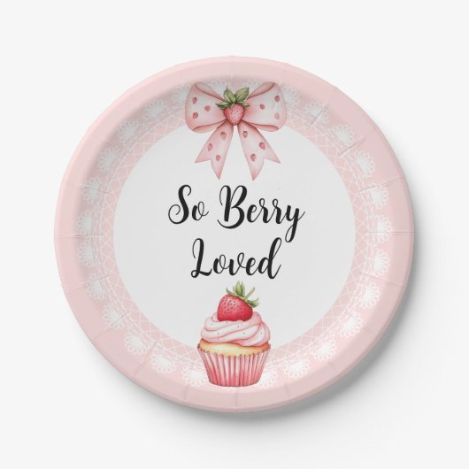 Strawberry Cupcake Baby Duwer Teller (Vorderseite)