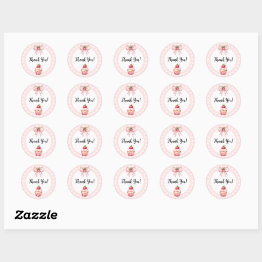 Strawberry Cupcake Baby Shower Danke Stickers (Blatt)