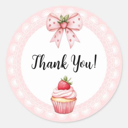 Strawberry Cupcake Baby Shower Danke Stickers (Vorderseite)