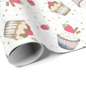 Strawberry Cupcake Birthday Wrapping Paper - Niedl Geschenkpapier (Rolleneckpunkt)