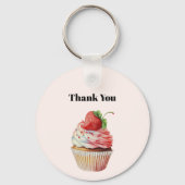 Strawberry Cupcake Dessert Geburtstag Vielen Dank Schlüsselanhänger (Rückseite)