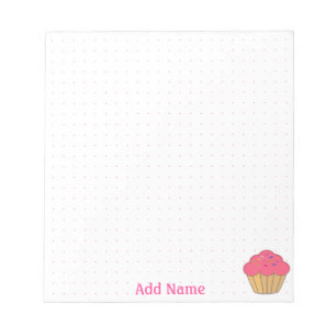 Strawberry Cupcake Faux Stickerei Print Grid Dot Notizblock