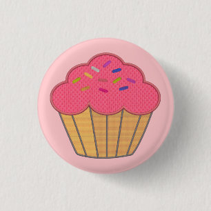 Strawberry Cupcake Imitate Stickerei drucken Button