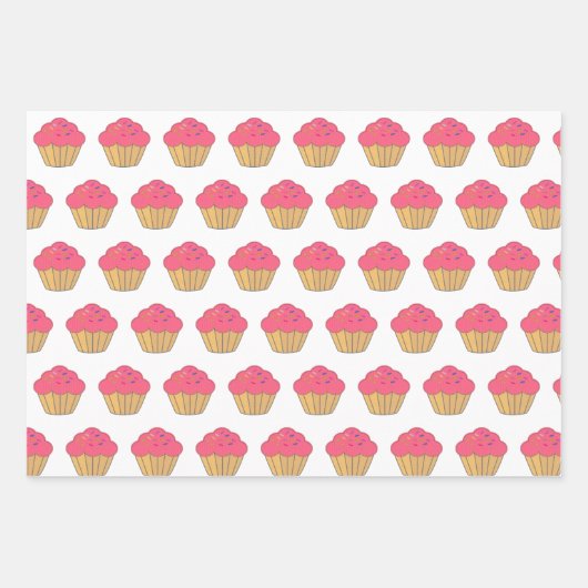Strawberry Cupcake Imitate Stickerei drucken Geschenkpapier Set (Vorderseite)