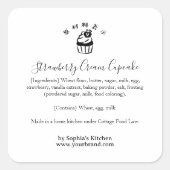 Strawberry Cupcake Ingredient Label Minimalist Quadratischer Aufkleber (Vorderseite)
