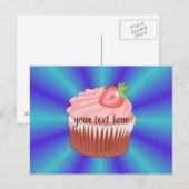 Strawberry Cupcake Postcard Postkarte (Vorne/Hinten)