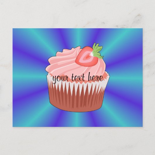 Strawberry Cupcake Postcard Postkarte (Vorderseite)