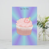 Strawberry Cupcake Stationery Briefpapier (Stehend Vorderseite)
