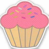 Strawberry Cupcake Stickerei Print Aufkleber (Vorderseite)