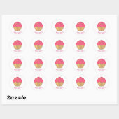 Strawberry Cupcake Stickerei Print Custom Text Runder Aufkleber (Blatt)