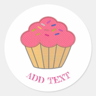Strawberry Cupcake Stickerei Print Custom Text Runder Aufkleber