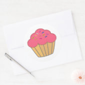 Strawberry Cupcake Stickerei Print Runder Aufkleber (Umschlag)
