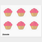 Strawberry Cupcake Stickerei Print Runder Aufkleber (Blatt)