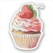 Strawberry Cupcake Sweet Dessert Aufkleber (Vorderseite)