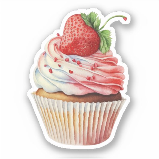 Strawberry Cupcake Sweet Dessert Aufkleber (Vorderseite)