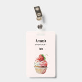 Strawberry Cupcake Sweet Dessert Ausweis (Rückseite mit Clip)