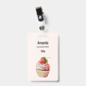 Strawberry Cupcake Sweet Dessert Ausweis (Vorderseite mit Clip)